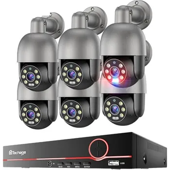 Bezpečnostní kamera 5MP IP PoE kamerový set, 6 otočných antracitových kamer, XM
