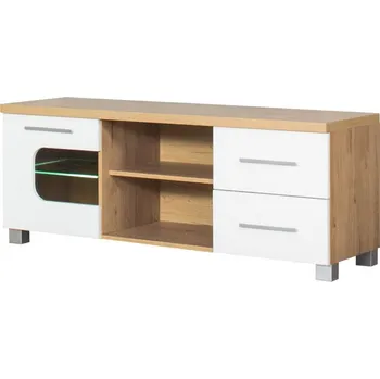 Televizní stolek Stolek TV Panama, PA13, v dubu DSC/bílý lesk, 138 x 54 x 44 cm