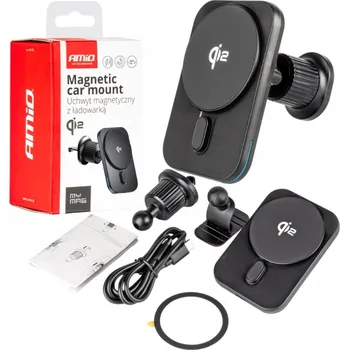 Držák telefonu do auta do mřížky ventilace a na palubní desku s nabíječkou AMIO-04179