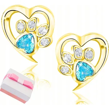 Náušnice ZLATÉ NÁUŠNICE 925 PRO DÍVKU tlapky STŘÍBRO