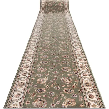 Koberec Makro Abra Běhoun vlněný NAIN 7338 51088 Klasický zelený béžový Rozměr: 80 cm