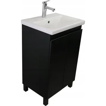 Koupelnový nábytek Skříňka pod umyvadlo Meblico černá MDF matná, dvoudveřová, s umyvadlem