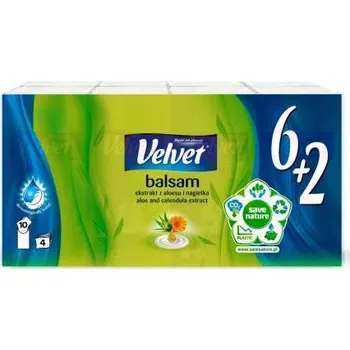 Papírový kapesník Papírové kapesníčky Velvet Balsam - s extraktem z měsíčku lékařského, 4vrstvé, 8 ks