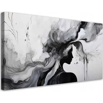 Obraz Obraz na plátně moderní, Žena Abstrakce Černobílá Tuš 80x40