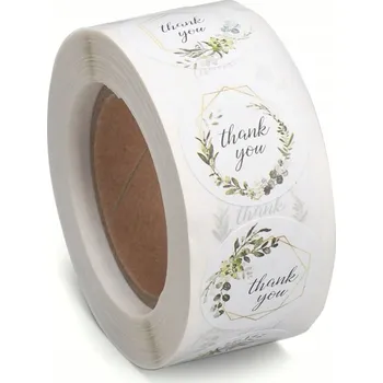 samolepka Samolepky Samolepky, Štítky "Thank You", Kraftový Papír, Bílé, 25mm, 500ks