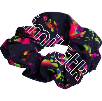 Látková gumička scrunchie - Neon cákance