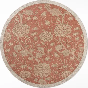 Koberec Kulatý Koberec z PVC do kanceláře Rozměr ⌀ 60 cm Vyšívané květiny ve stylu vintage