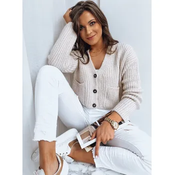 Dámský svetr Světle béžový dámský svetr na knoflíky SISTERS MY1959 Velikost: ONE SIZE