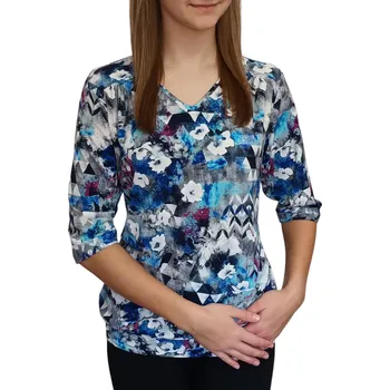 Dámská halenka Halenka UOMO & DONNA modro-bílá do lemu Velikosti Uomo a Donna: 52