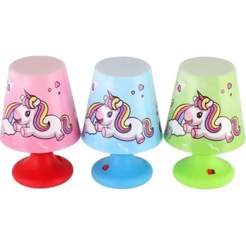 Lampička Mini lampička s jednorožcem na stůl plast 8,5x11cm na baterie 3 barvy