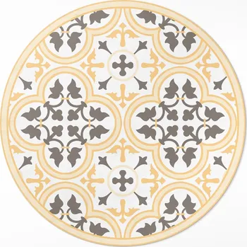 Koberec Vinylový Kulatý Koberec Rozměr ⌀ 130 cm Portugalské dlaždice v letním stylu