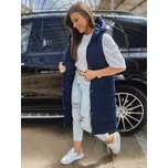 Tmavě modrá dlouhá prošívaná vesta ELLA TY3034 Velikost: S