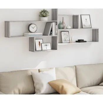 police vidaXL Nástěnná police 167,5 x 18 x 68 cm kompozitní dřevo [853324] Barva: šedá sonoma