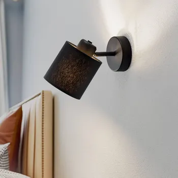 Lampička Argon Nástěnné světlo Suerte, černá / zlatá, 1-žárovkové, textil, ocel - Stínidlo na lampu - Ø 12 cm, délka 12 cm; Ø baldachýn 10 cm černá, zlatá 1 x 7 W LED - Doprava zdarma