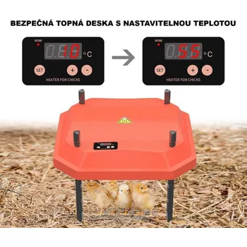 Umělá líheň Vyhřívací deska - umělá kvočna s regulátorem teploty pro 45-50 kuřat. Výkon 66W, rozměry 60x40cm.