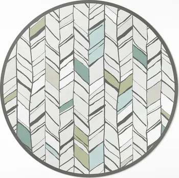 Koberec Kulatý Koberec Vinyl PVC ⌀ 1 m Abstrakce ilustrace rybí kost vzor indiánský styl