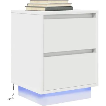 Noční stolek vidaXL Noční skříňka s LED světly 38x34x50 cm [861295] Barva: Bílá