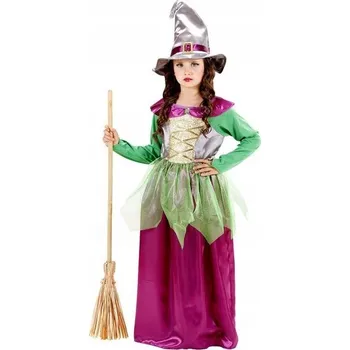 Karnevalový kostým KOSTÝM ČARODĚJNICE FIALOVÝ ČARODĚJKA VELIKOST 158