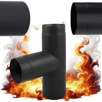 Kouřovod T-ROZDĚLOVAČ 90 STUPŇŮ FI 150 ČERNÝ KOMÍNOVÝ PRO KAMNA KRBOVÁ, KOTLE, PRO ODVOD SPALIN