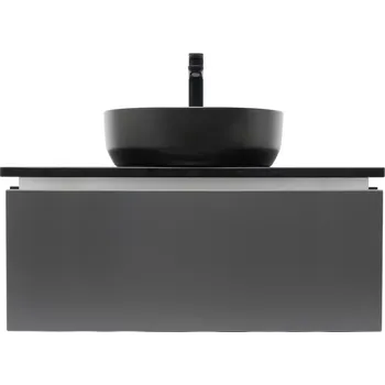 Koupelnový nábytek SAT Koupelnová skříňka s umyvadlem a žulovou krycí deskou SAT Feel 80x30x46 cm antracit SATFEEL80ANTZB SATFEEL80ANTZB