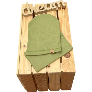 Čepice BY MIMI Set čepice + nákrčník oliv