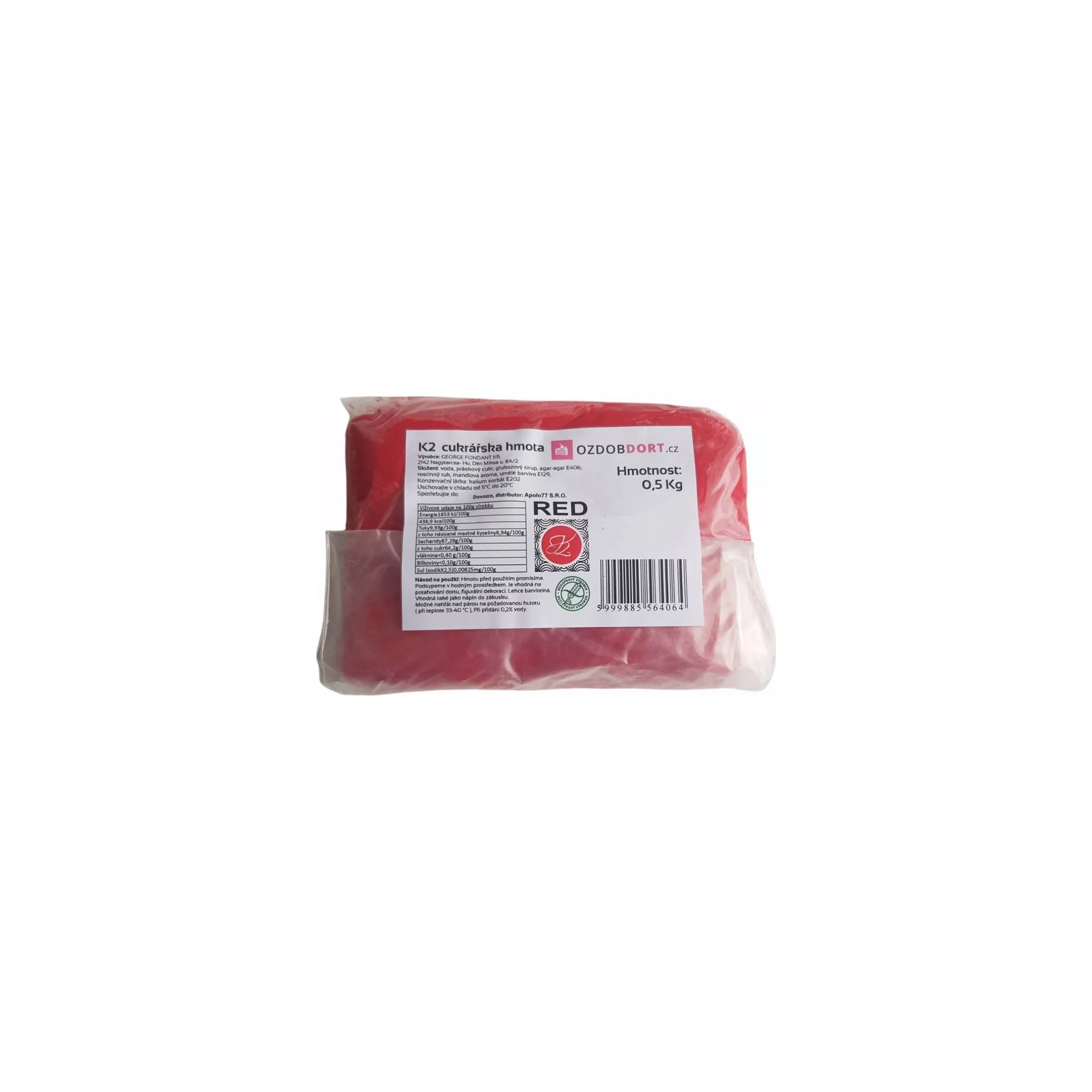 Fotografie 1 -  K2 Potahovací hmota 500 g červená