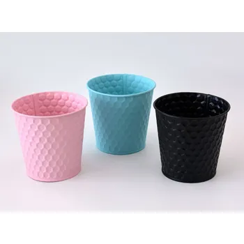 Zahradní dekorace Plechový kyblík se vzorem - MODRÝ