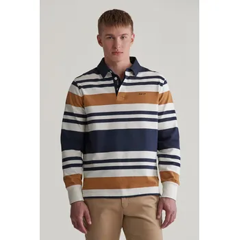 Pánské oblečení POLOKOŠILE GANT MULTISTRIPE HEAVY RUGGER CUMIN BEIGE