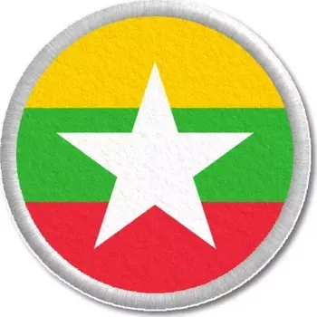 Vlajka Pelisport Myanmarská vlajka tištěná nášivka ø 4,5 cm