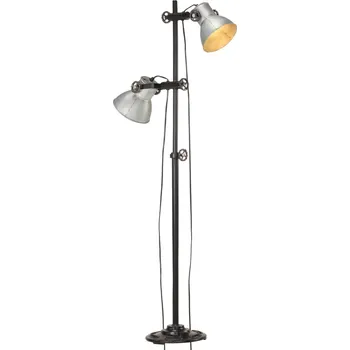 Stojací lampa vidaXL Podlahová lampa se 2 svítidly stříbrná E27 litina