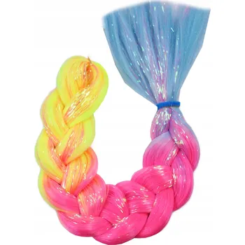 Příčesek Syntetické vlasy na copánky OMBRE ROVNÉ s brokátovými pastelovými OMBRE barevnými efekty