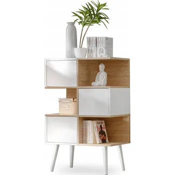 Komoda Komodee Komoda Forio, bílý dub, 3 dvířka, 6 přihrádek, obývací pokoj, ložnice, jídelna