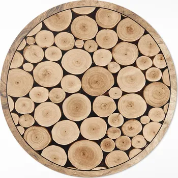 Koberec Módní Kulatý vinylový Koberec do interiéru, průměr 70 cm, motiv dřevěných špalků