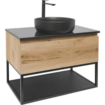 Koupelnový nábytek SAT Koupelnová skříňka s umyvadlem a žulovou krycí deskou SAT B-Way 79x30x45 cm dub BWAY80OAKZFUB BWAY80OAKZFUB