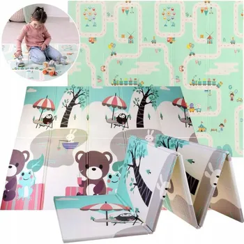 Hrací deka Vzdělávací podložka pěnová oboustranná měkká XPE 150x200cm Auta Letadla