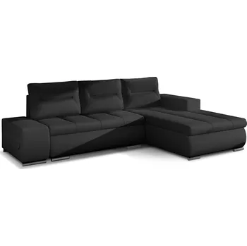 Sedací souprava Rohová rozkládací sedací souprava OTTAVIO 275 cm Soft 11 černá pravá