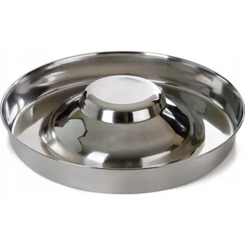 Miska pro psa Jedna miska pro současné krmení více štěňat, kovová, stříbrná, 4 l