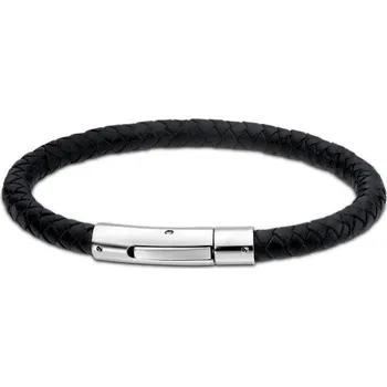 Náramek Pánský kulatý náramek černý | Snadné zapínání | Ověřeno 1000+ zákazníky | Náramek pro může | Pánské šperky | ROMERO chirurgická ocel, kůže