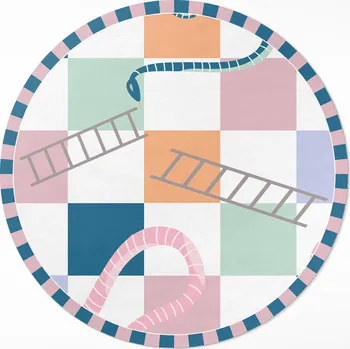 Koberec Kulatý vinylový Koberec do interiéru ⌀ 80 cm Barevný abstraktní šachovnicový vzor