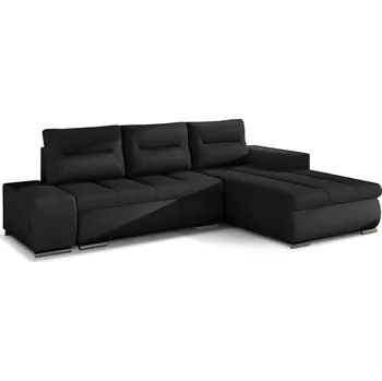 Sedací souprava Rohová rozkládací sedací souprava OTTAVIO 275 cm Sawana 14/Soft 11 černá pravá