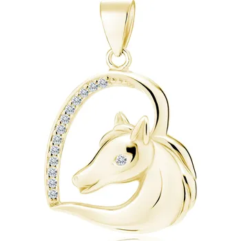 Přívěsek Stříbrný přívěsek zlatý KŮŇ V SRDCI Ag 925; ≤1,9 g.