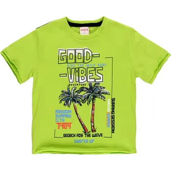 Dětská móda Tričko s krátkým rukávem zelené, good vibes, kluk, Boboli Velikosti: 128