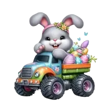 Nažehlovací obrázek - zaječice v autě (8,47 x 9,0 cm)