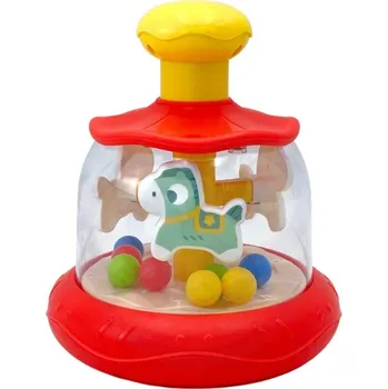 Hračka pro nejmenší KOLOTOČ S KONÍKY ČERVENÝ BĄK S HUDBOU A MÍČKY INTERAKTIVNÍ HRAČKA