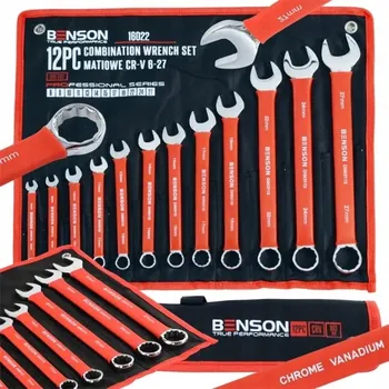 Klíč SADA OČKOPLOCHÝCH KLÍČŮ V GUMĚ 6-27MM 12KS PODLOŽKA BENSON OD BLACK