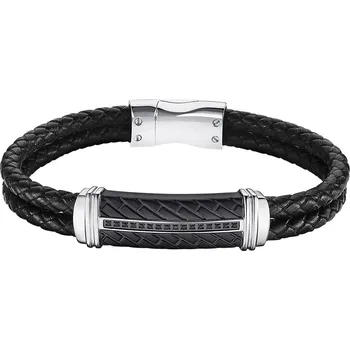 Náramek Pánský kožený náramek dvojitý s ocelovou ozdobou | Snadné zapínání | Ověřeno 1000+ zákazníky | Náramek pro může | Pánské šperky | ROMERO chirurgická ocel, kůže