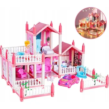 Domeček pro panenku DOMEČEK PRO PANENKY PRO DĚTI SADA S NÁBYTKEM 21 DÍLŮ růžový