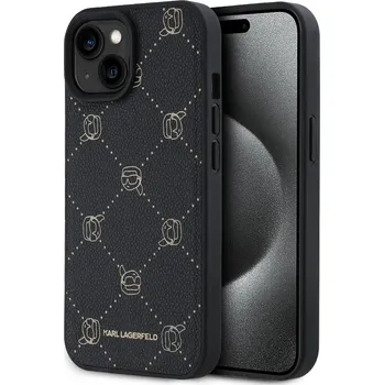 Pouzdro na mobilní telefon Karl Lagerfeld PU Karl Heads Pattern MagSafe Zadní Kryt pro iPhone 15 Barva: Černá