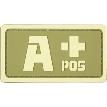 Nášivka ELITEX TRAINING Nášivka Krevní Skupina A+ Elitex Training PVC Velcro Na Batohy ČERNÁ