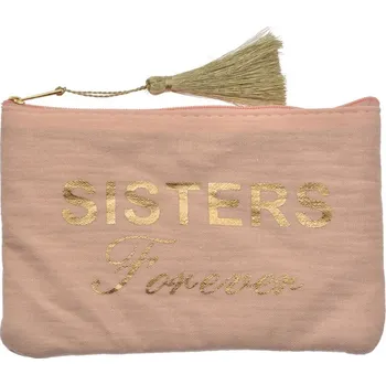 Kosmetická taška Růžová látková toaletní taštička se střapcem Sisters Forever - 17*1*11 cm
